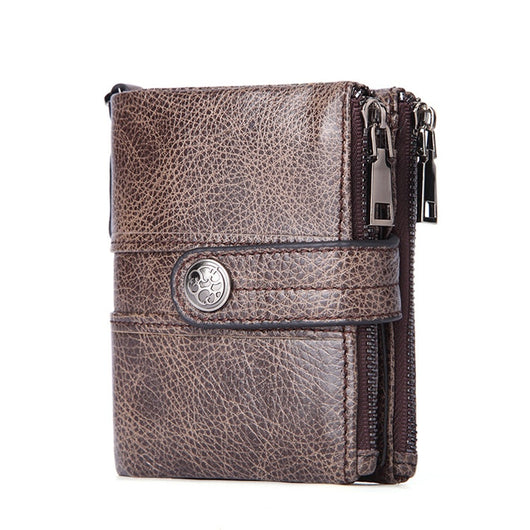 Billetera de Cuero Genuino con Cierre y Hebilla Retro para Hombre - Image 5