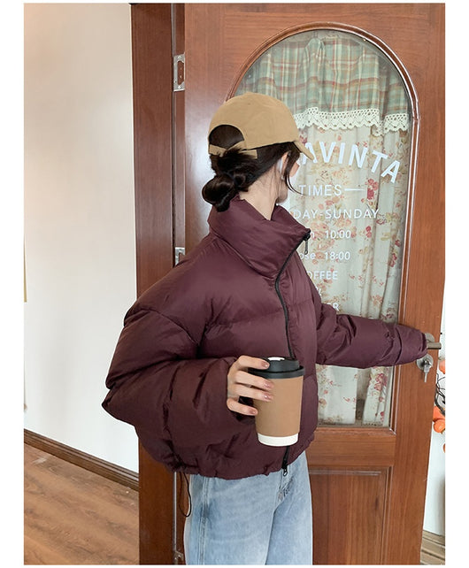 Chaqueta Acolchada Corta con Cuello Alto Estilo Americano para Mujer - Image 10