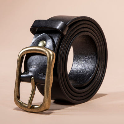 Cinturón de Cuero Genuino para Hombre con Hebilla Retro Latón - Image 6