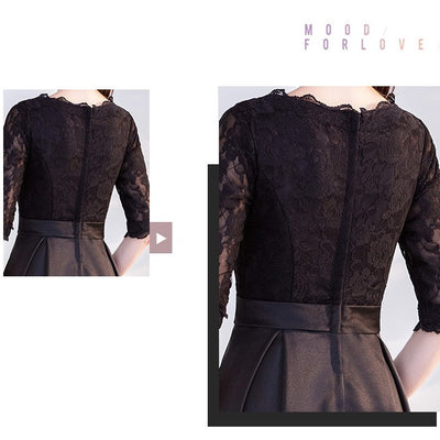 Vestido Largo Elegante de Manga Larga Negro para Eventos Corporativos - Image 12