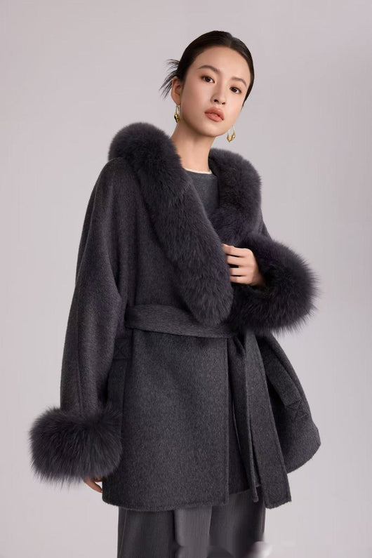 Abrigo de Lana Reversible con Pelo de Zorro Real - Elegancia Otoño Invierno - Image 11