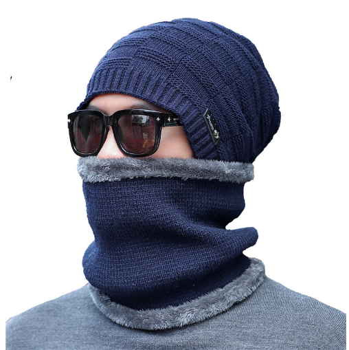 Conjunto de Gorro y Bufanda de Lana Tejida para Hombre - Image 4