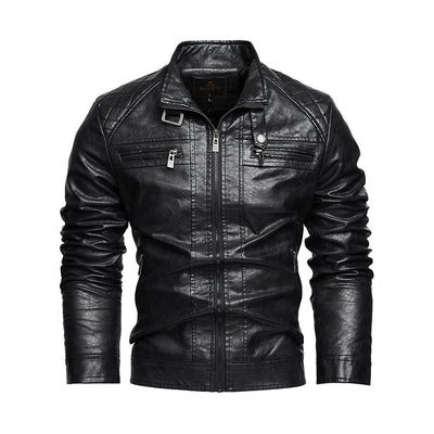 Chaqueta de Cuero PU Moderna con Bolsillos para Hombre