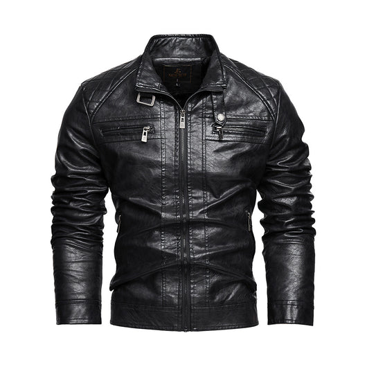 Chaqueta de Cuero PU Moderna con Bolsillos para Hombre