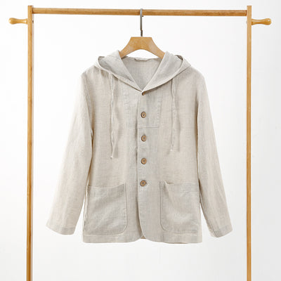 Chaqueta Lino Casual con Capucha - Suelta y Transpirable - Image 2