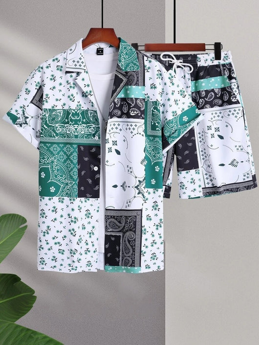 Conjunto Retro 2 Piezas: Playera y Shorts Estampado 3D Contraste - Image 23