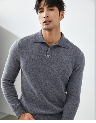 Suéter Tipo Polo de Cachemira Pura para Hombre - Image 13