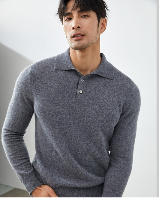 Suéter Tipo Polo de Cachemira Pura para Hombre - Image 13