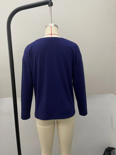 Blusa Casual de Cuello V y Manga Larga para Mujer - Image 21