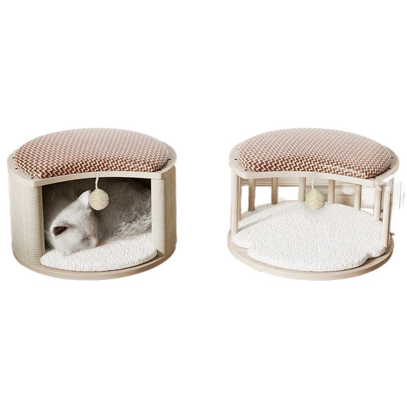 Cama de Madera Maciza para Gatos - Nido Versátil para Todas las Estaciones