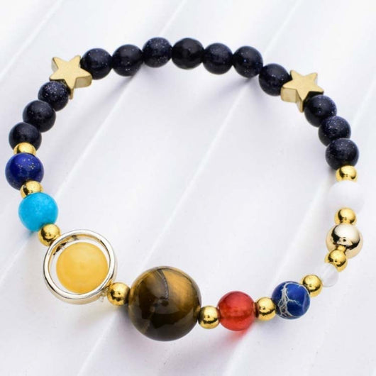 Pulsera del Sistema Solar con Piedras Naturales - Chakras y Energía Cósmica