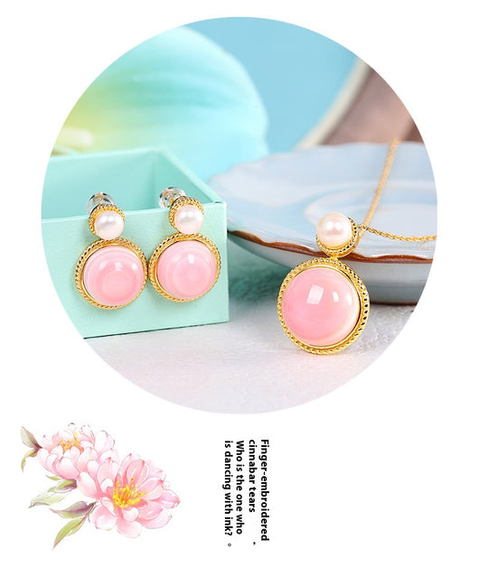 Aretes de Plata S925 con Concha Rosa y Diseño Geométrico Minimalista - Image 14