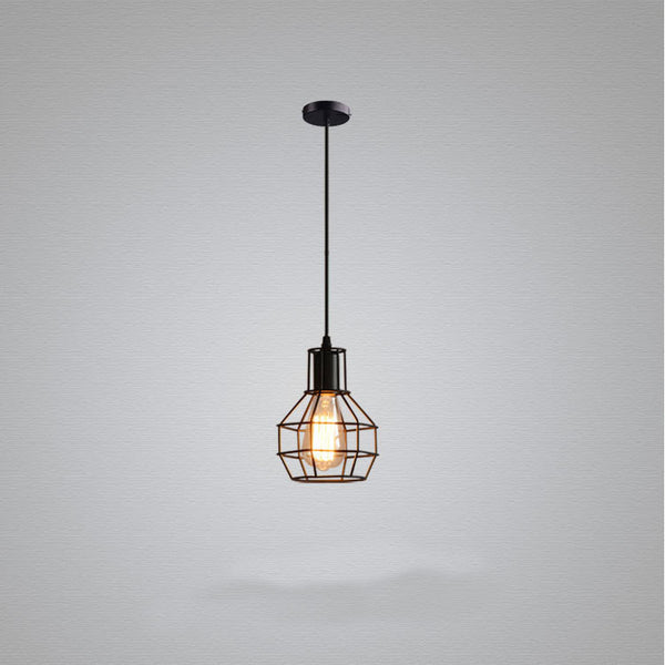 Lámpara de Mesa Estilo Industrial Vintage con Jaula de Hierro