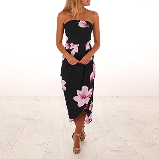 Vestido Largo Irregular para Dama con Encaje Estampado - Image 11