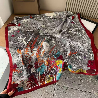 Pañuelo Largo de Satén Xiang Yun con Estampado Coreano - Image 7