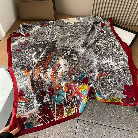 Pañuelo Largo de Satén Xiang Yun con Estampado Coreano - Image 7
