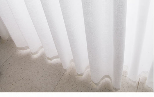 White translucent thickened sunscreen curtain made of hemp yarn with grommet top, hanging in a modern window. - Image 32