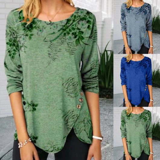 Blusa Estampada Cuello Redondo Manga Larga para Mujer - Image 13