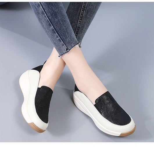 Tenis Blancos Mujer con Suela Gruesa y Cierre Slip-On - Image 15