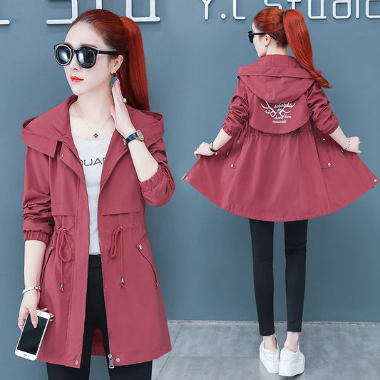 Cortavientos Elegante Estilo Coreano Largo Mujer - Chaqueta Otoño Entallada