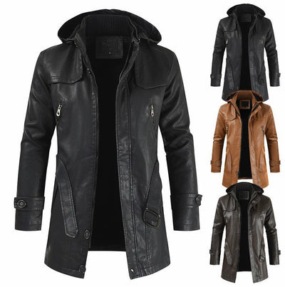 Abrigo de Cuero Largo para Hombre Talla Grande - Image 10