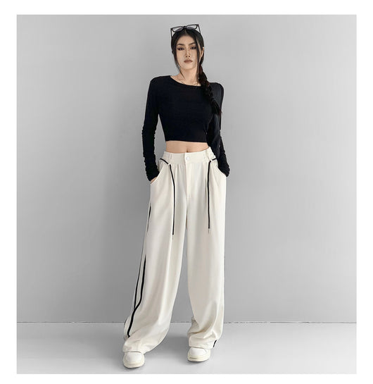 Pantalones Anchos de Talle Alto en Tono Damasco para Mujer - Image 5