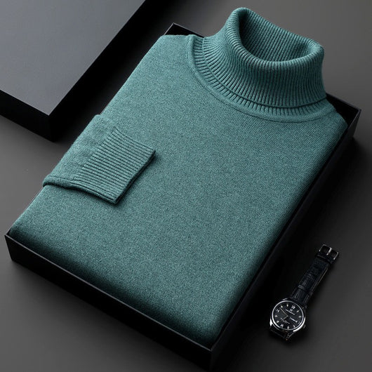 Suéter Cuello Alto Liso Grueso Holgado para Hombre - Image 13