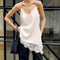 Blusa Camisola Escotada con Encaje y Parches Combinados
