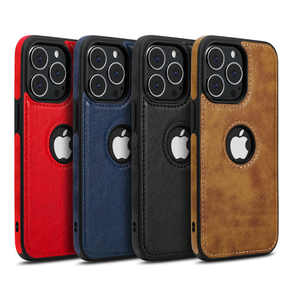 Funda para Celular con Patrón de Cuero y Costuras Decorativas