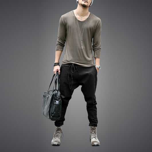Pantalones Casuales Hombre Color Sólido Ajuste Relajado