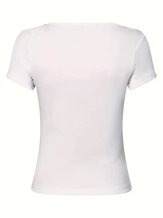 Blusa Casual de Botones Cuello Redondo Manga Corta - Image 16