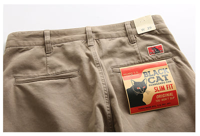 Pantalones Casuales Rectos de Algodón Twill Retro para Hombre - Image 18