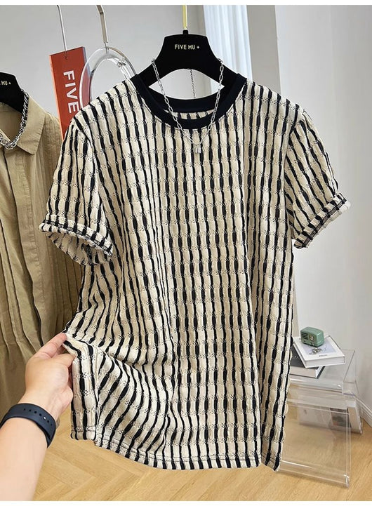 Playera Holgada de Rayas para Hombre - Comodidad Casual - Image 12