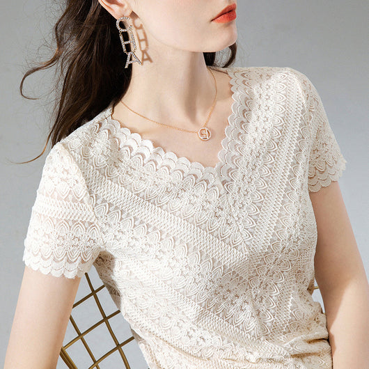 Blusa Occidental Encaje Francés para Mujer - Image 2
