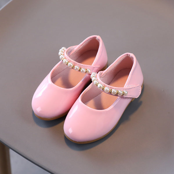 Zapatos de Cuero para Niñas con Hebilla Perla y Suela Suave