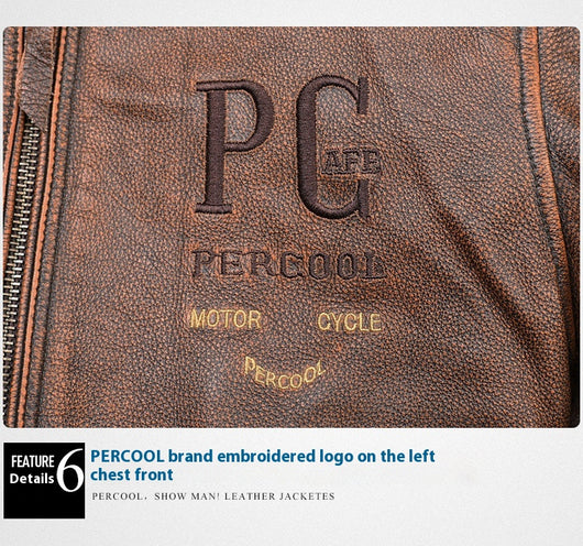 Chaqueta de Cuero Vintage Desgastada para Hombre - Image 11