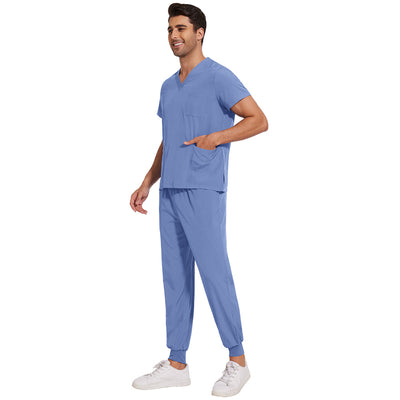 Conjunto de Uniformes Médicos para Hombre con Tela Elástica y Secado Rápido - Image 9