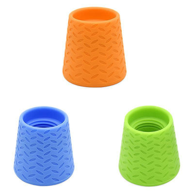 Lime green silicone pet shower head tool with a textured, non-slip surface and threaded interior for easy attachment. - Image 4