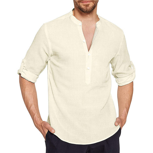 Camisa Juvenil de Algodón y Lino para Hombre - Image 7
