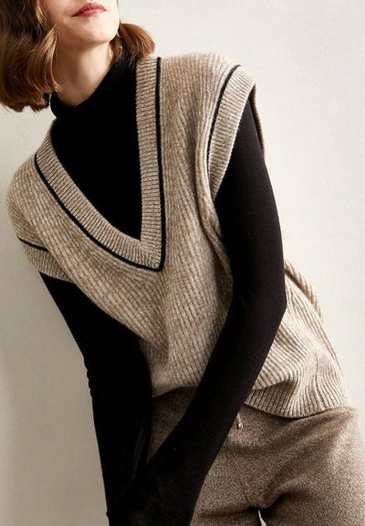Chaleco de Lana Tejido Suelto Cuello en V - Diseño Versátil y Cómodo - Image 18