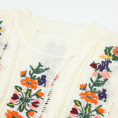 Blusa Tejida con Bordado de Flores Exquisitas - Image 7
