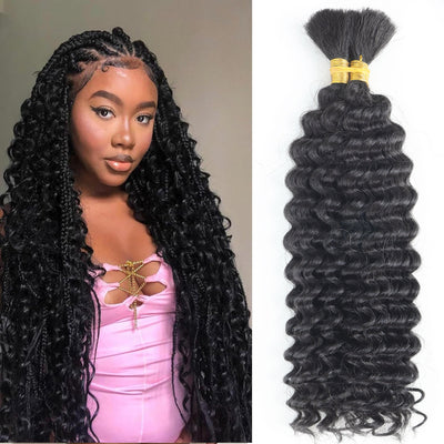 Cabello a Granel Ondas Profundas Boho Trenzas Mixtas Humano - Image 8