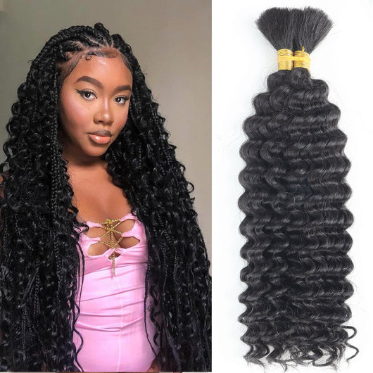Cabello a Granel Ondas Profundas Boho Trenzas Mixtas Humano - Image 8
