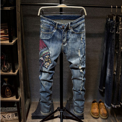 Jeans Slim Fit Rasgados con Bordados para Hombre - Image 11