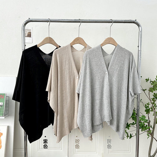Chaleco Cardigan Tejido Ligero Liso con Hebilla - Prenda Versátil All-Match