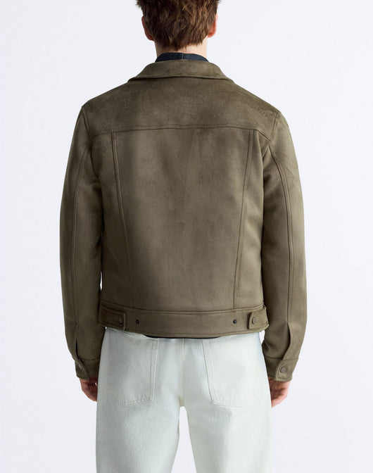 Chaqueta de Solapa en Efecto Gamuza para Hombre - Image 11
