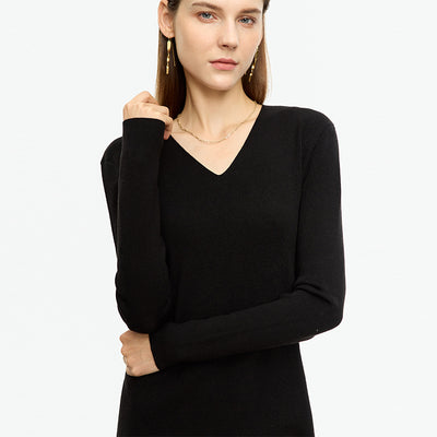 Vestido Midi Tejido V-neck Slim Fit Cálido y Versátil para Mujer - Image 4