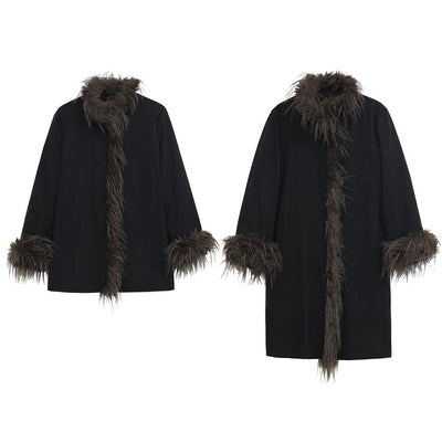 Chaqueta de Algodón Negro con Cuello de Peluche para Mujer - Image 5
