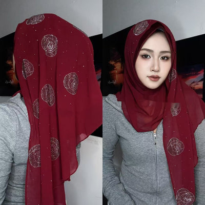 Pashmina Brillante con Cristales de Diamante Rosa - Image 2