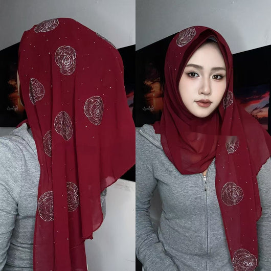 Pashmina Brillante con Cristales de Diamante Rosa - Image 2
